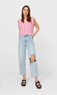 Stradivarius Жилет С Узором «Косы» Женская Коллекция Ярко-Розовый L