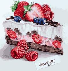 Картина по номерам Paintboy "Фруктовое пирожное", 40x50 см