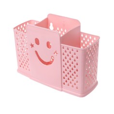 Подставка для сушки столовых приборов на 3 секции со смайликом (Розовый) Markethot