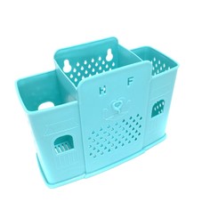 Подставка для сушки столовых приборов на 3 секции со смайликом (Голубой) Markethot
