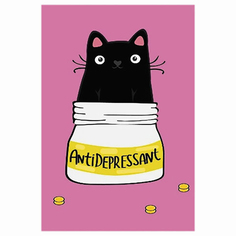 Блокнот с гелевой обложкой МАЛЫЙ ФОРМАТ 110х145мм А6 56л CENTRUM Кот-Антидепрессант 84235