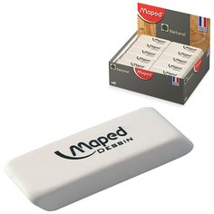Ластик MAPED Франция Dessin 50х18х10 мм, белый, прямоуг. скошенные края натуральный каучук