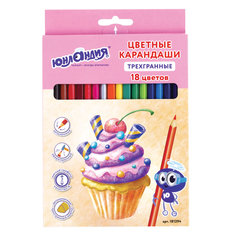 Карандаши цветные Юнландия Сладкие истории трехгранные, 18 цветов