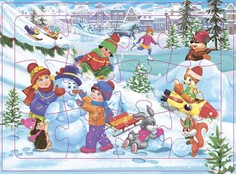 Пазл из полистирола Зимние забавы, 12 деталей Учитель