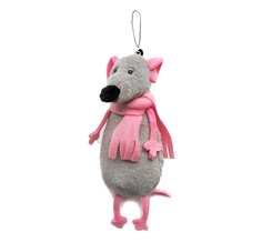 Мягкая игрушка Мышонок серый в розовом шарфике, 13 см Maxitoys