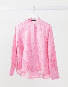 Розовая рубашка из жаккарда с длинными рукавами Selected-Розовый