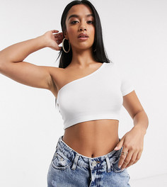 Белый кроп-топ на одно плечо ASOS DESIN Petite
