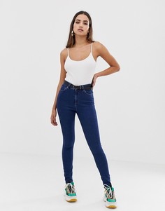 Темно-синие джинсы скинни с завышенной талией ASOS DESIGN-Синий
