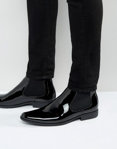 Черные лакированные ботинки челси ASOS-Черный