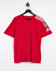 Красная футболка с 3 полосками adidas ZNE-Красный