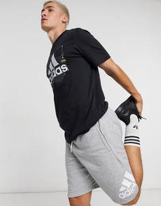 Черная футболка с логотипом adidas-Черный