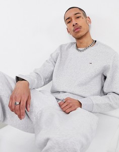 Серый свитшот с круглым вырезом и логотипом Tommy Jeans