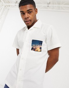 Белая рубашка с короткими рукавами и принтом BOSS-Белый