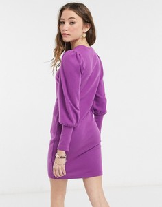 Фиолетовое супермягкое платье мини с пышными рукавами ASOS DESIGN-Сиреневый