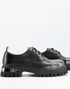 Туфли из экокожи на массивной подошве со шнуровкой и металлической отделкой Koi Footwear-Черный цвет