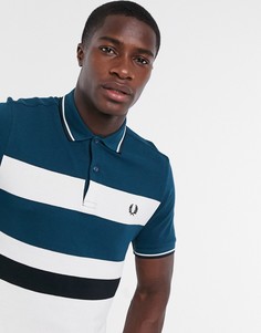 Синее поло с контрастными вставками Fred Perry-Синий