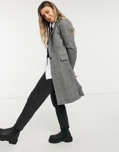 Удлиненное легкое пальто в черно-белую клетку AllSaints Tamia-Многоцветный