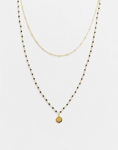 Золотистое ожерелье из двух цепочек с бусинками & Other Stories-Золотистый
