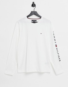 Белый лонгслив с логотипом на рукаве Tommy Hilfiger Tommy