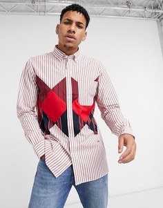 Рубашка с длинными рукавами и накладкой с узором разноцветными ромбами Tommy Hilfiger Collections-Красный