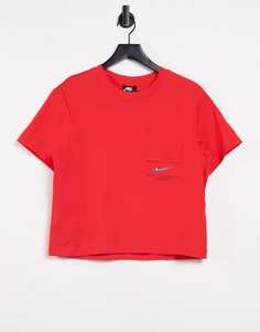 Красная oversized-футболка с логотипом-галочкой Nike-Красный