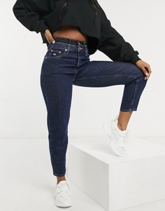 Темно-синие выбеленные джинсы в винтажном стиле с завышенной талией Tommy Jeans-Голубой