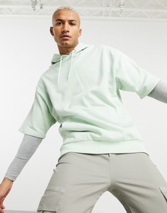 Пастельно-зеленое oversized худи с короткими рукавами ASOS DESIGN-Зеленый