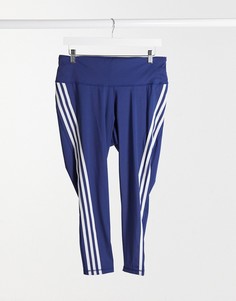 Сине-белые леггинсы длиной 7/8 с 3 полосками adidas Believe This-Синий