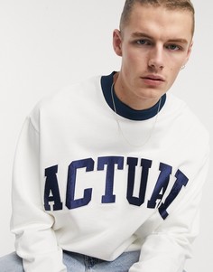 Свитшот в стиле oversized с аппликацией в виде логотипа ASOS Actual-Белый