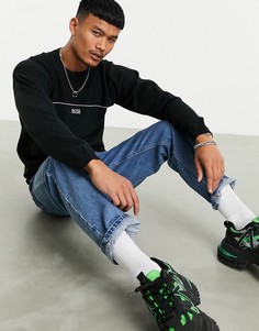 Черный трикотажный джемпер с контрастным логотипом BOSS Athleisure Ramone