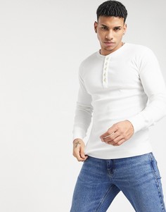 Белая футболка хенли из органического хлопка Knowledge Cotton Apparel-Белый