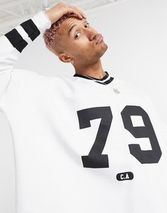 Oversized-свитшот в винтажном спортивном стиле с принтом на груди ASOS DESIGN-Белый
