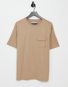 Светло-бежевая футболка свободного кроя с карманом карго Another Influence-Светло-бежевый