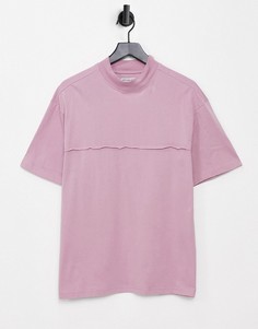 Пыльно-розовая oversized-футболка с кантом Another Influence-Розовый цвет