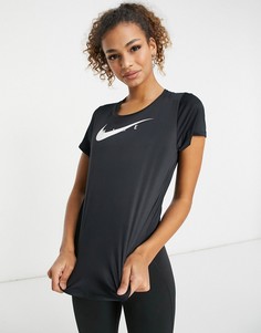 Черная футболка с логотипом-галочкой Nike Running-Черный цвет