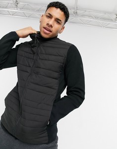Черная дутая куртка с трикотажными рукавами Jack & Jones Originals-Черный