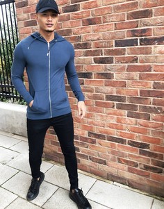 Худи темно-синего цвета из органического хлопка на молнии ASOS DESIGN-Темно-синий