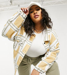 Бежевая oversized-футболка в клетку Lasula Plus-Бежевый