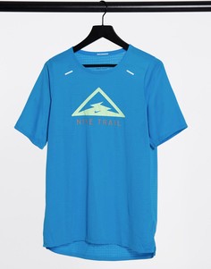 Голубая футболка для бега с логотипом Nike Running Trail 365-Голубой