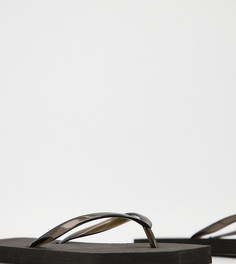 Комплект из двух пар шлепанцев с квадратным мысом черного и бежевого цвета Truffle Collection-Многоцветный