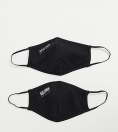 Набор из 2 черных трикотажных масок для лица с логотипом Reclaimed Vintage inspired-Черный