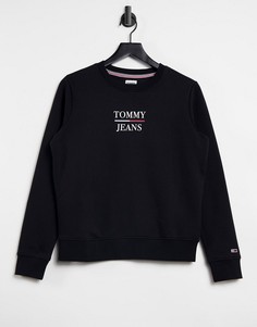 Черный свитшот узкого кроя с круглым вырезом и логотипом Tommy Jeans-Черный цвет