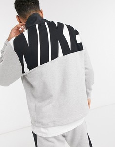 Серый с черным свитшот с короткой молнией Nike Hybrid