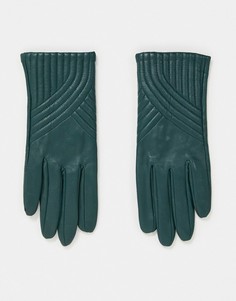 Кожаные перчатки зеленого цвета с отстрочкой в виде дуг Paul Costelloe-Зеленый цвет