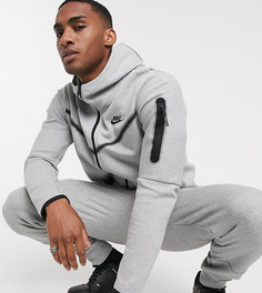 Худи из флиса серого цвета на молнии Nike Tall Tech-Серый