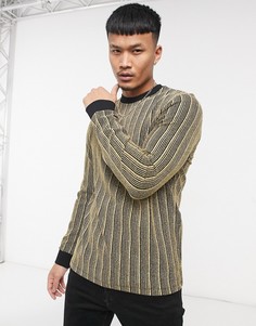 Приталенный лонгслив в блестящую полоску ASOS DESIGN-Многоцветный
