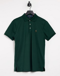Зеленое поло приталенного кроя из пике с логотипом игрока Polo Ralph Lauren-Зеленый