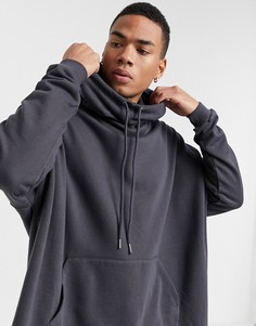 Черный выбеленный oversized-худи с воротником-трубой ASOS DESIGN-Черный цвет