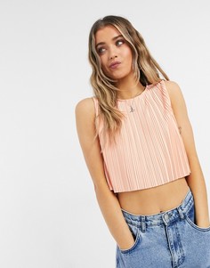 Персиковый плиссированный укороченный топ Glamorous-Оранжевый