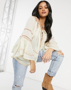 Белая блузка с вышивкой Free People Talia-Белый